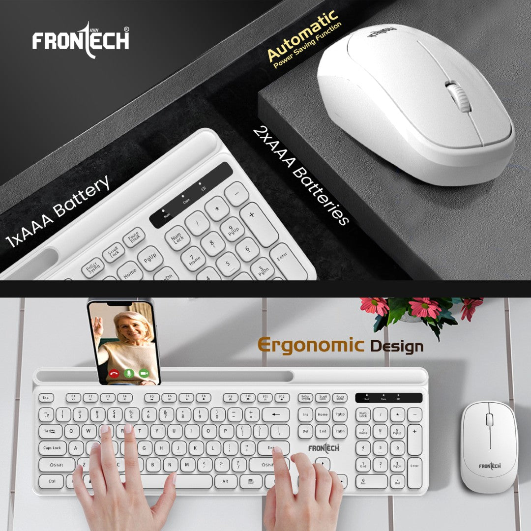 Frontech Wireless Keyboard & Mouse Combo|104 Key Layout|2.4Ghz|1200 DPI|3 button wireless mouse|1 Year Warranty Frontech Wireless Keyboard & Mouse Combo|104 Key Layout|2.4Ghz|1200 DPI|3 button wireless mouse|1 Year Warranty